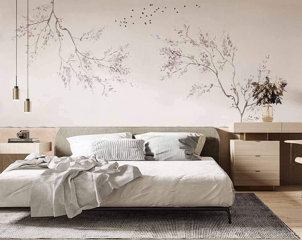 Elegant Whispers Autumn Branches Mural Wallpaper