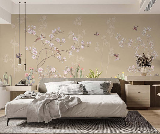 Blossoming Cherry Serenade: Elegant Nature Wallpaper