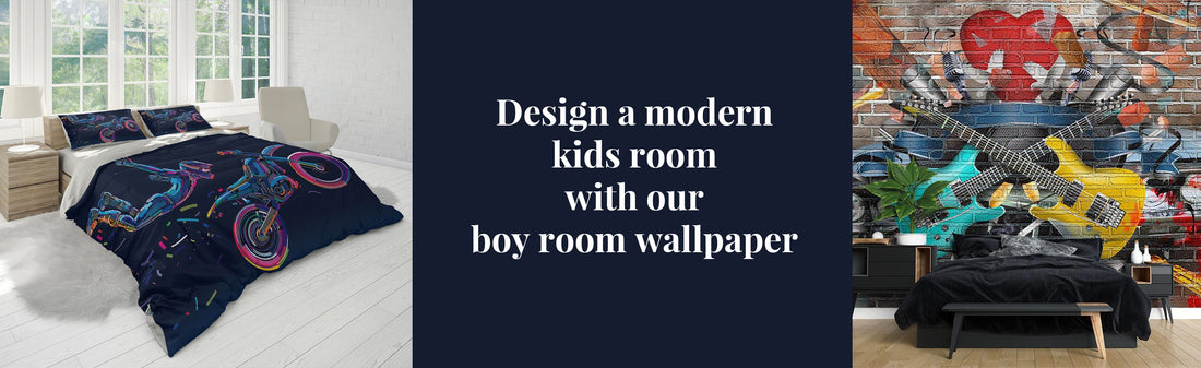 Design a modern kids room with our boy room wallpaper and boy wallpaper murals