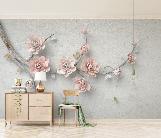 Blooming Tranquility Floral 3D Wallpaper Mural