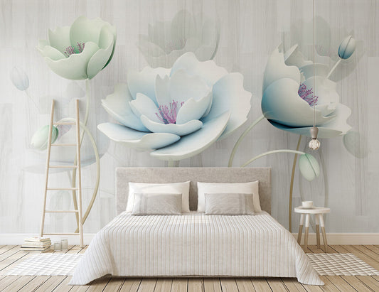 Serene Blossom Elegance Tranquil Bedroom Mural