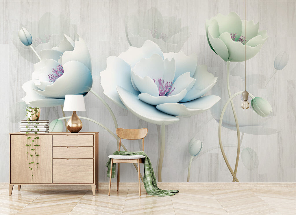 Serene Blossom Elegance Tranquil Bedroom Mural