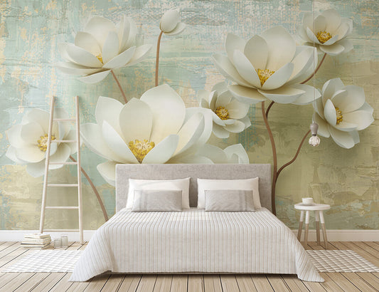 Serene Lotus Blossom Vintage Texture Mural