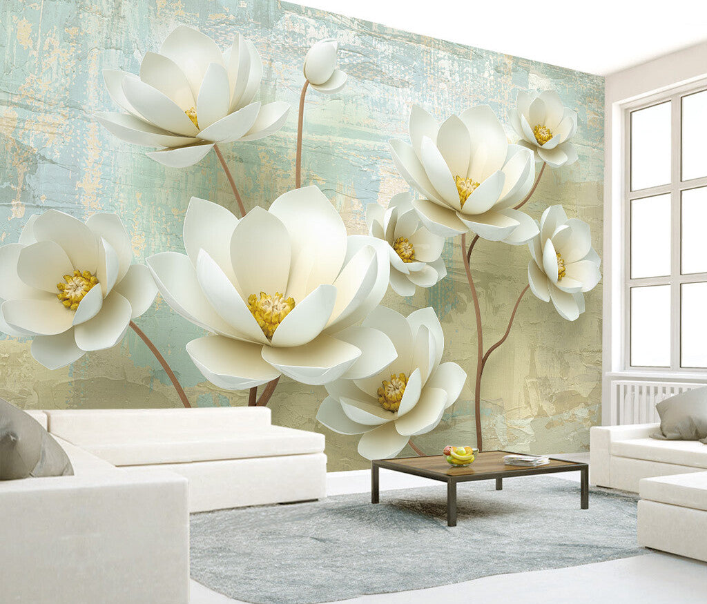 Serene Lotus Blossom Vintage Texture Mural