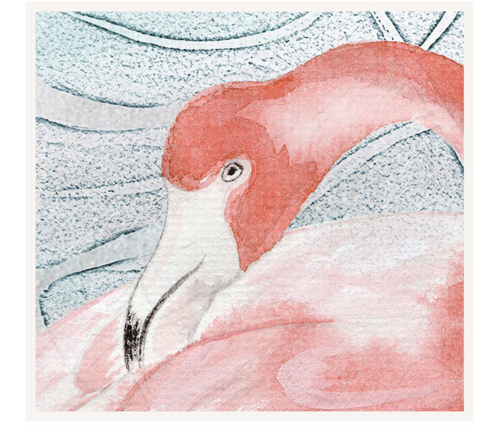 Enchanted Flamingo Tropical Monstera Whisper Mural