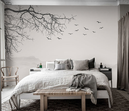 Whispering Branches Silhouette Serenity Bedroom Mural
