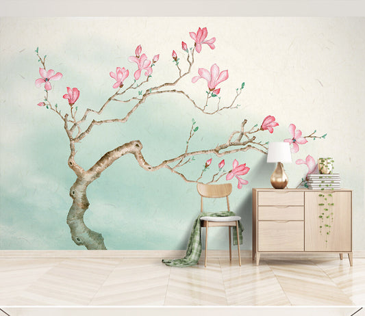 Blossoming Magnolia Elegance Nature Inspired Wallpaper