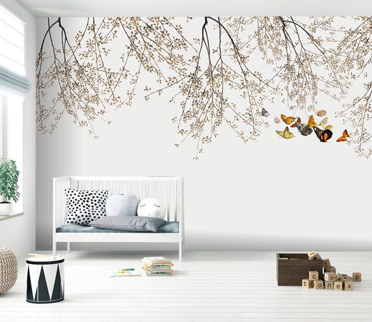 Enchanted Branches Butterfly Kisses Nursery Wallpaper