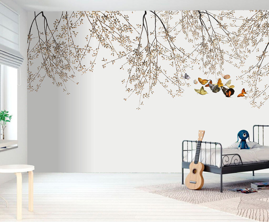 Enchanted Branches Butterfly Kisses Nursery Wallpaper