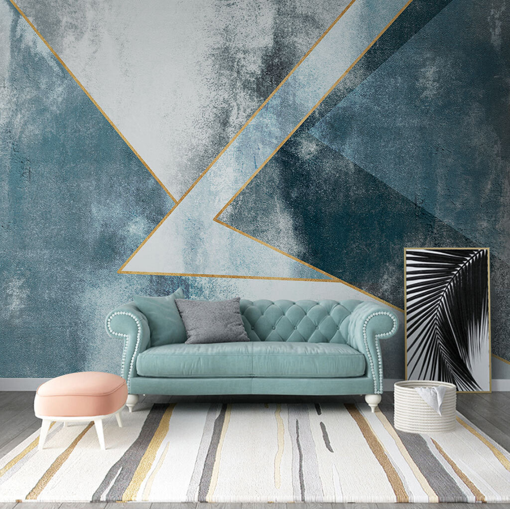Abstract Geometric Elegance Wallpaper in Teal