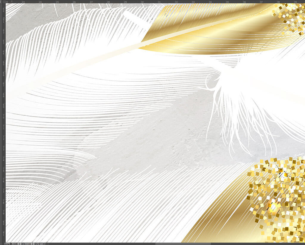 Elegant Feather Dance Gold Speckled Wallpaper