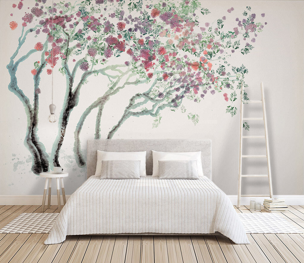 Blossoming Spring Elegance Watercolor Floral Wallpaper