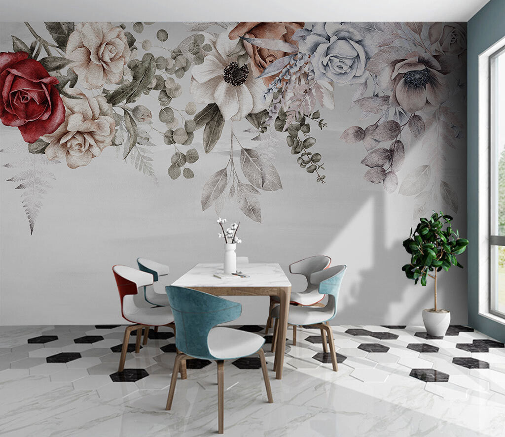 Elegant Blossom Symphony Vintage Floral Mural
