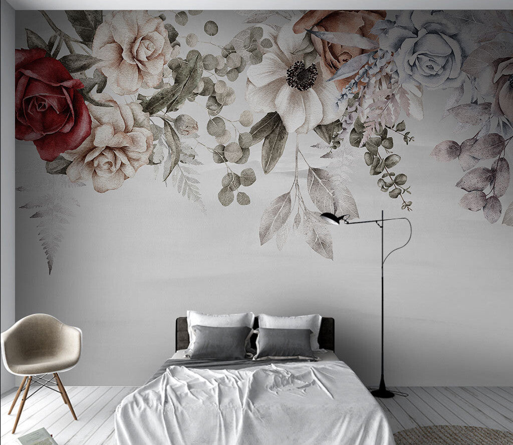 Elegant Blossom Symphony Vintage Floral Mural