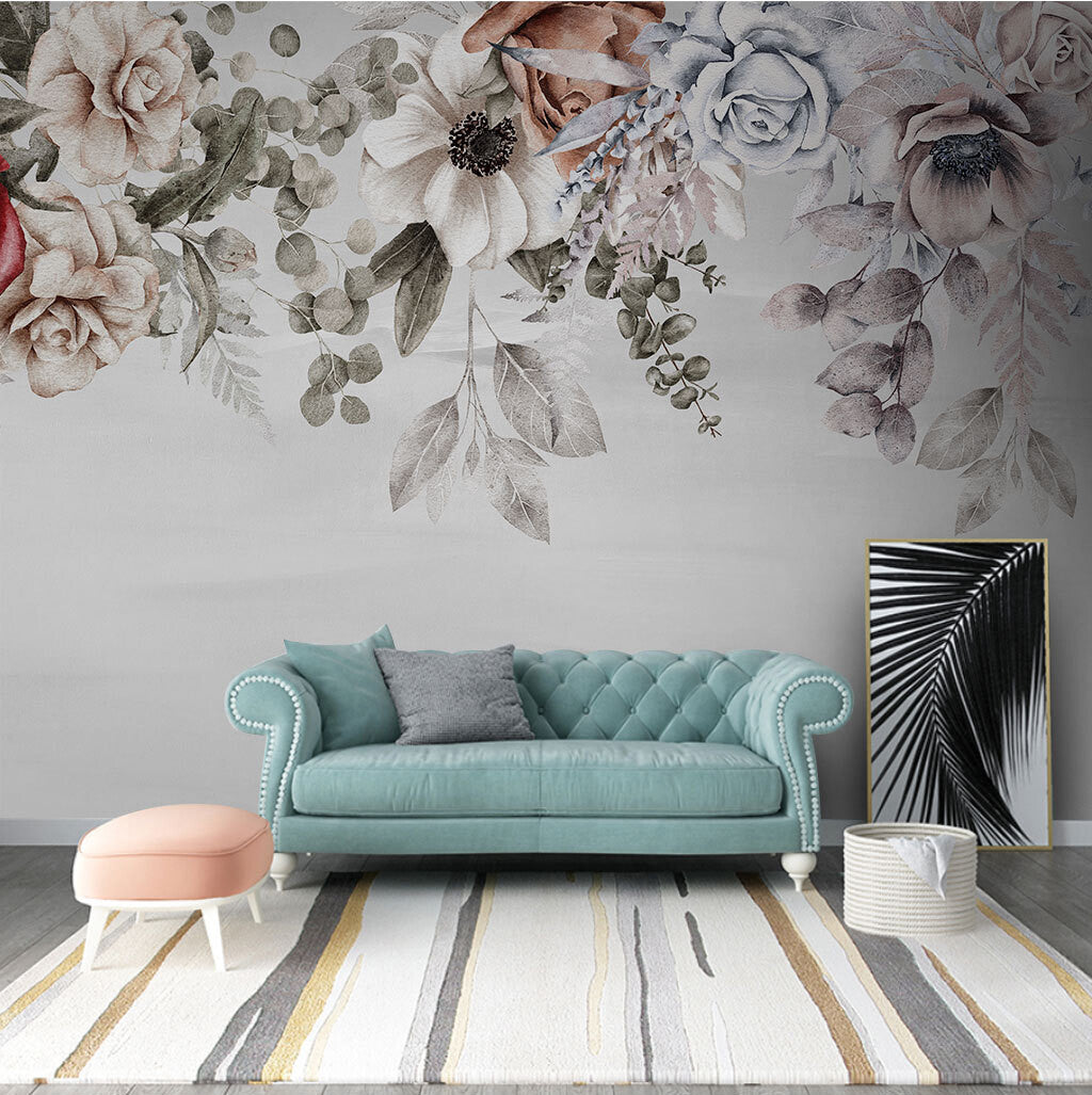 Elegant Blossom Symphony Vintage Floral Mural