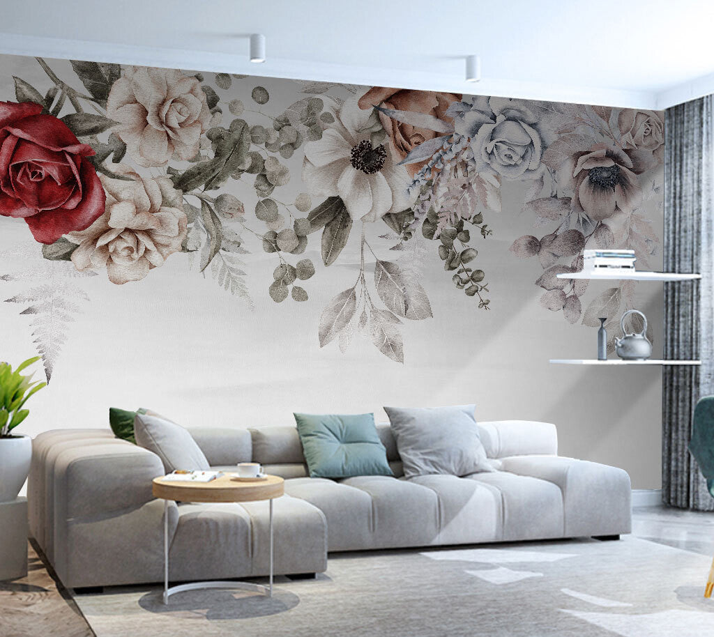 Elegant Blossom Symphony Vintage Floral Mural