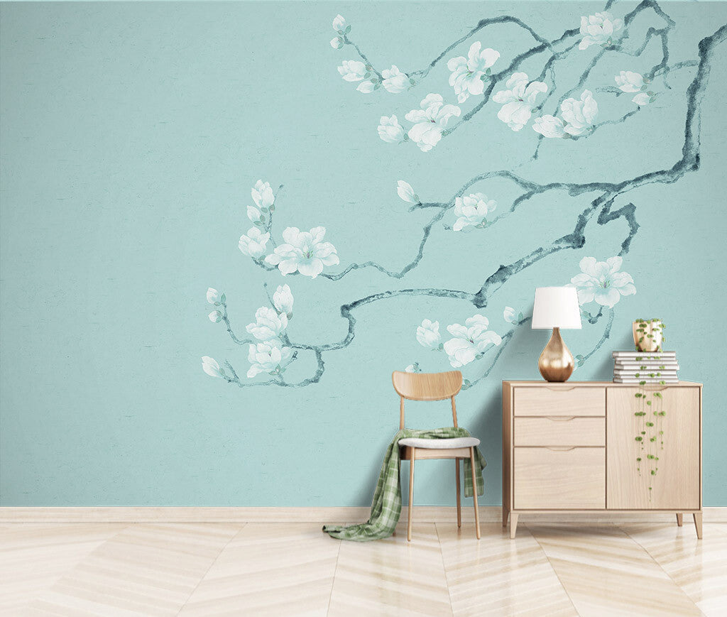 Serenity Blossoms Asian-Inspired Floral Wallpaper