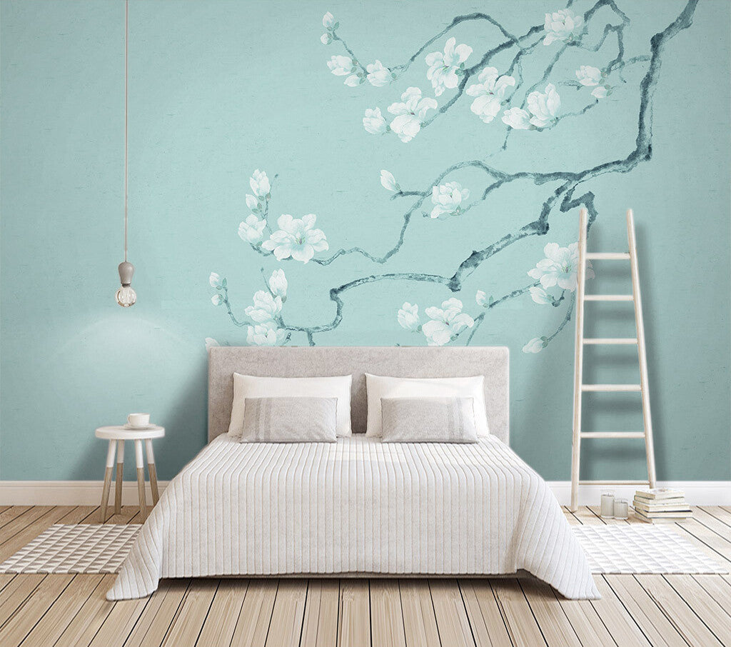 Serenity Blossoms Asian-Inspired Floral Wallpaper