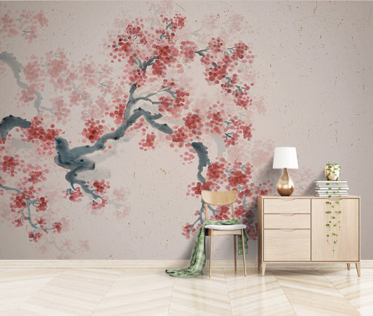 Blossoming Cherry Branches Serene Nature Mural