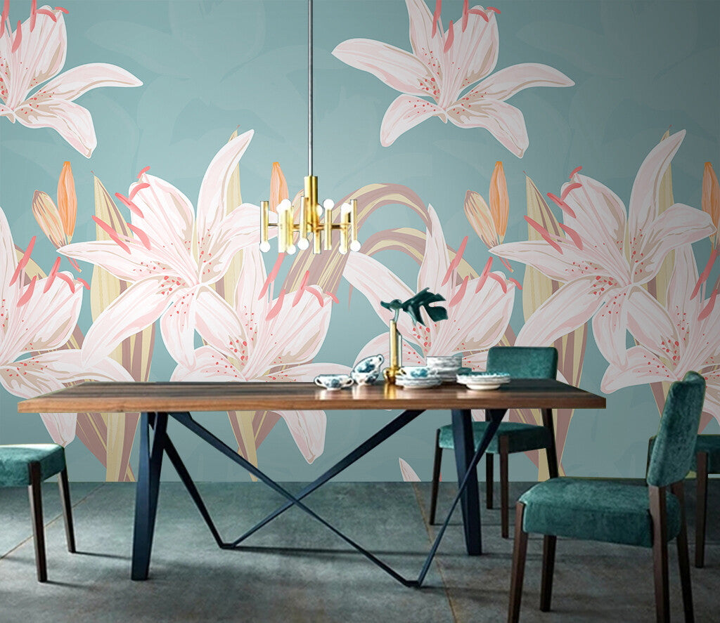 Elegant Bloom Serenity Large-Scale Floral Wallpaper