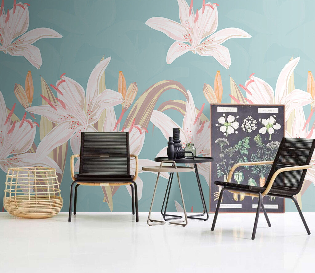 Elegant Bloom Serenity Large-Scale Floral Wallpaper