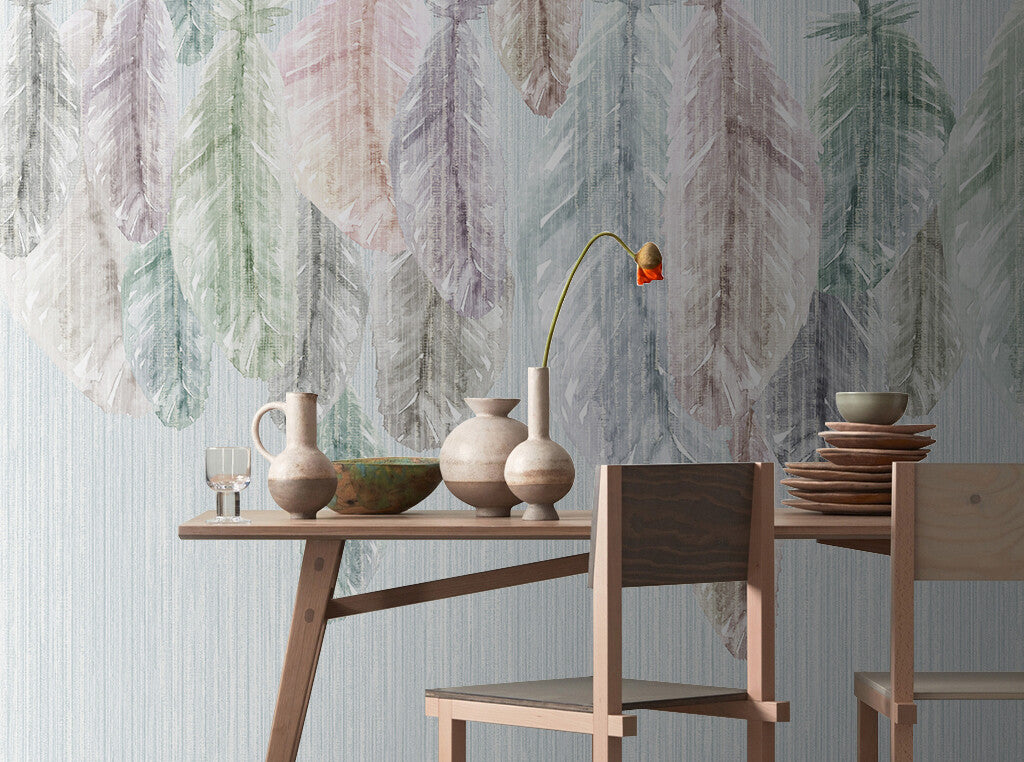 Whispering Leaves Gentle Hues Designer Wallpaper