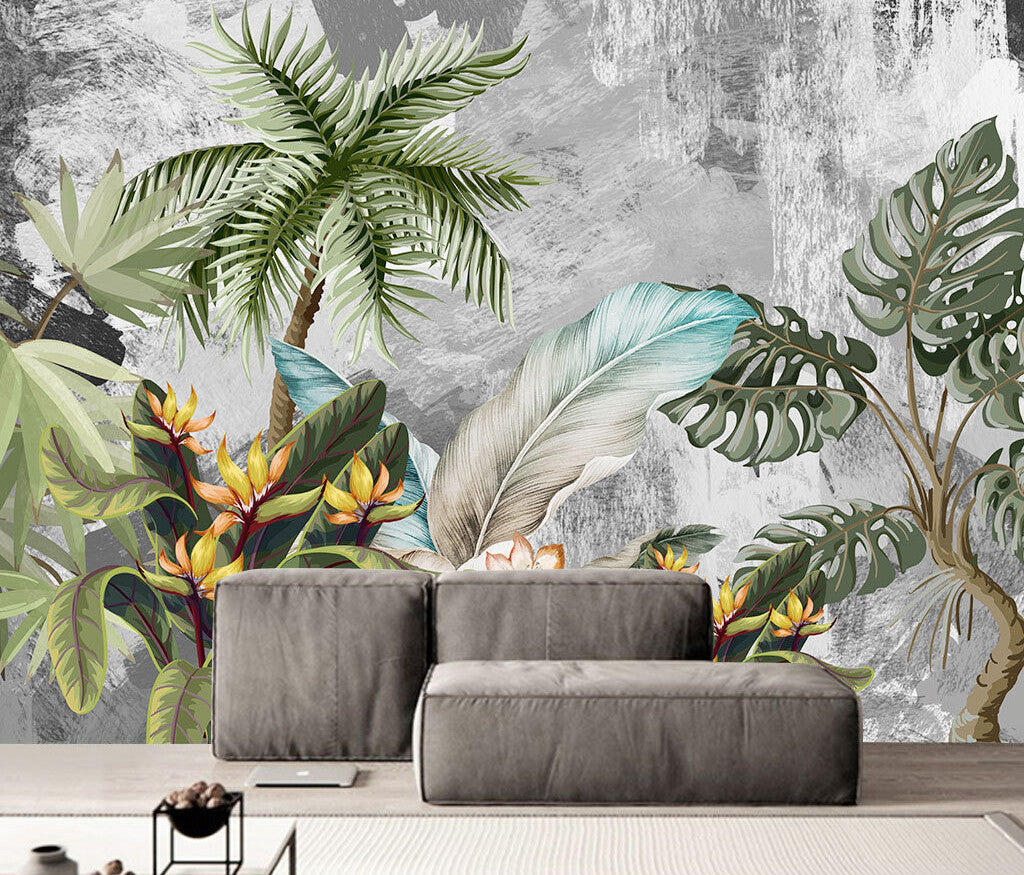 Tropical Elegance Abstract Botanical Luxe Wallpaper