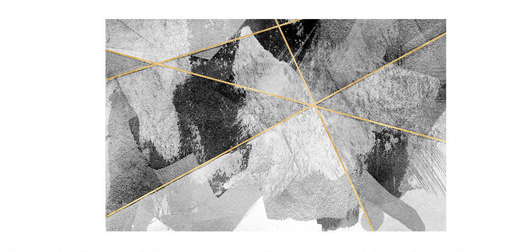 Abstract Geometric Marble Gold Accent Wallpaper