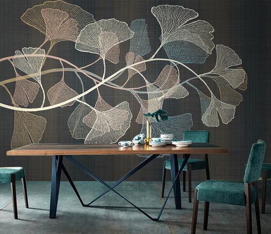 Elegant Ginkgo Dance Artistic Botanical Wallpaper