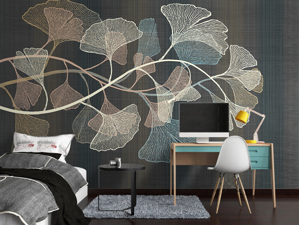 Elegant Ginkgo Dance Artistic Botanical Wallpaper
