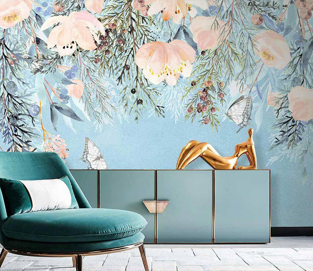 Botanical Bliss Watercolor Floral Accent Wall