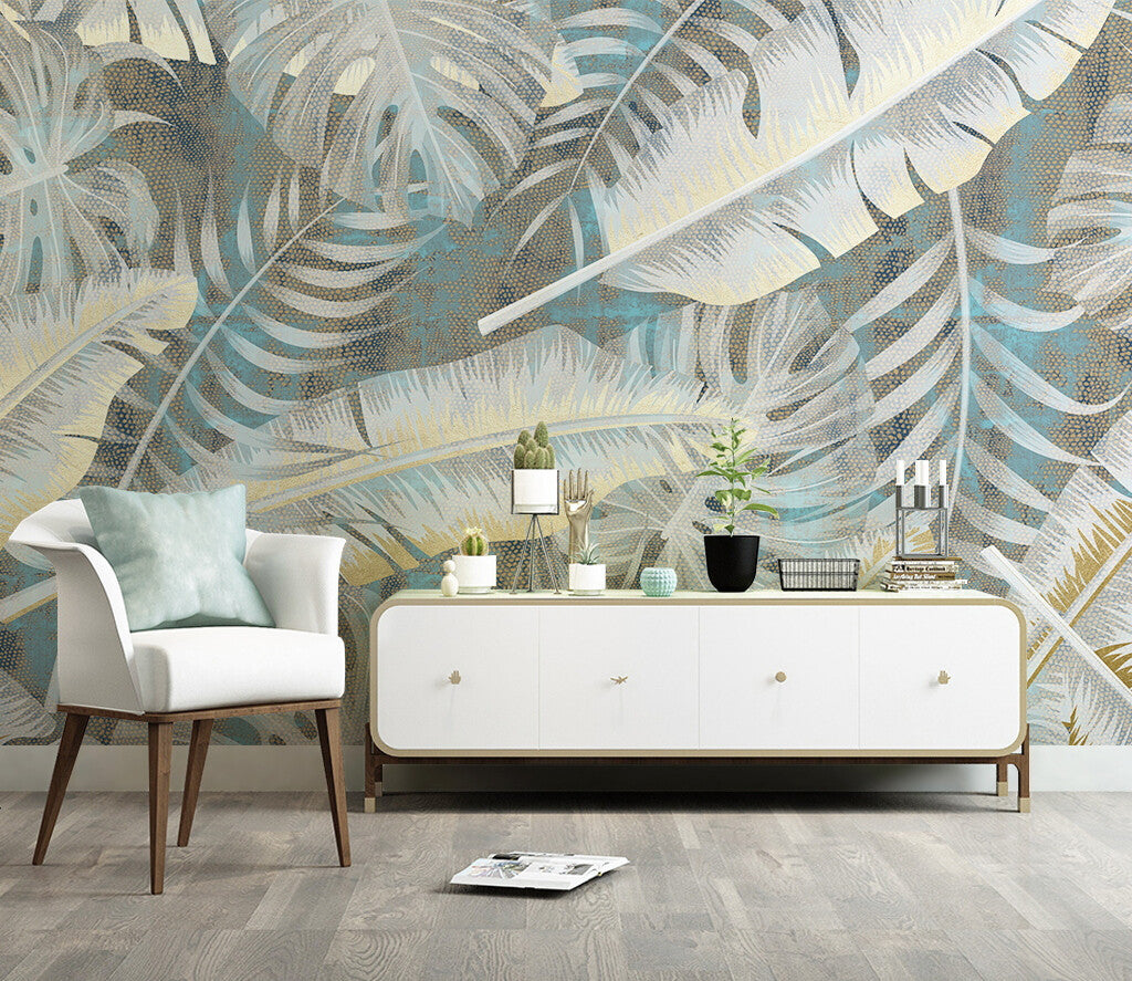 Ethereal Tropical Breeze Abstract Leaf Wallpaper