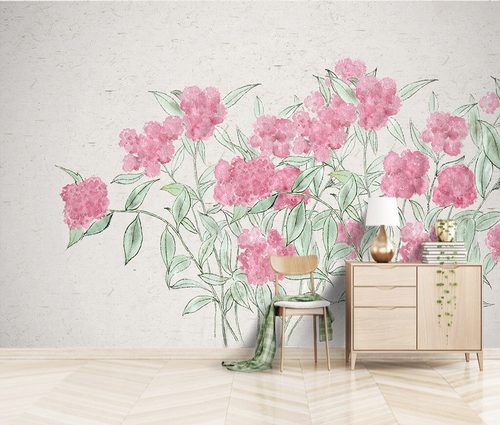 Blooming Hydrangea Elegance Watercolor Style Wallpaper