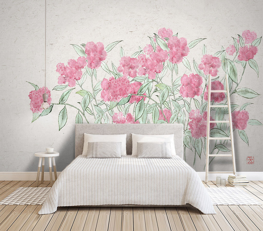 Blooming Hydrangea Elegance Watercolor Style Wallpaper