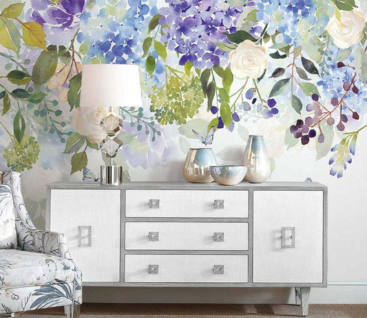 Enchanted Garden Watercolor Floral Dreamscape Wallpaper