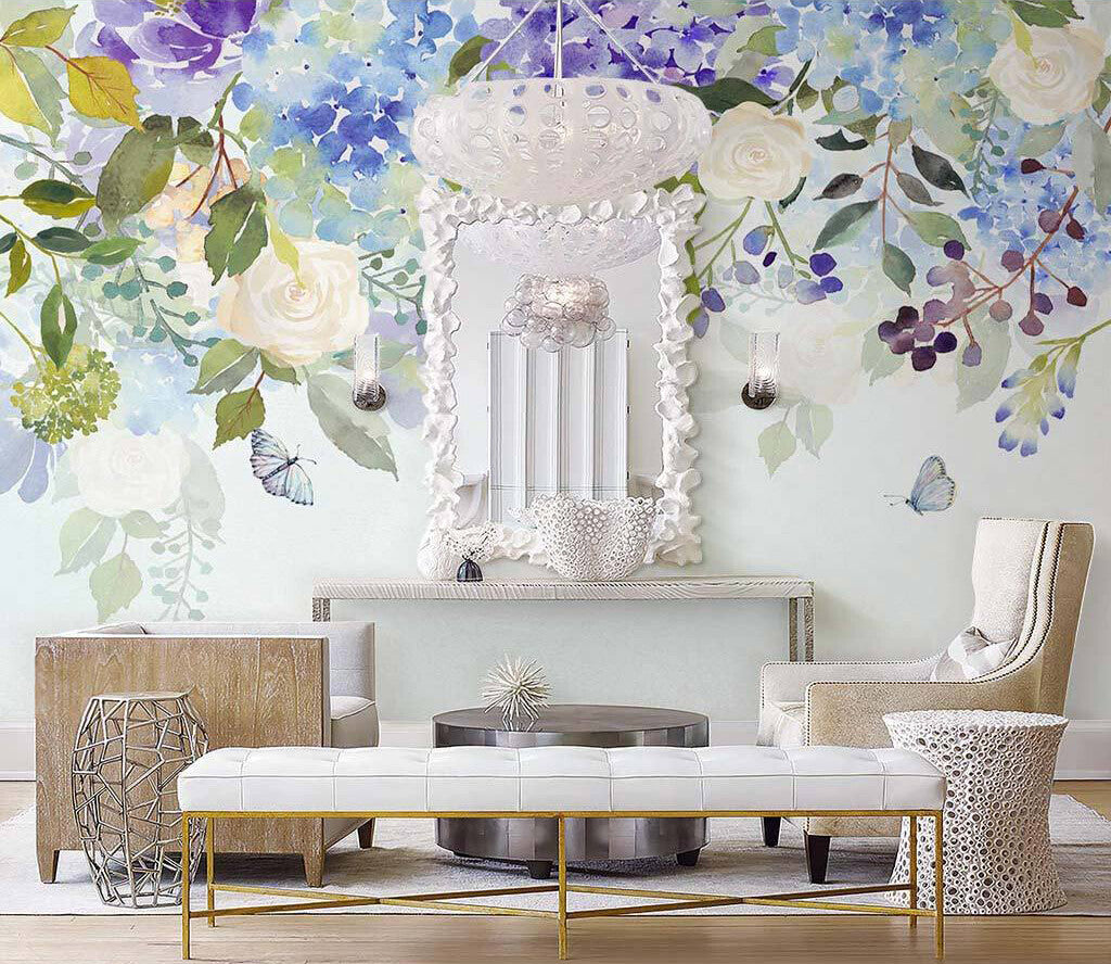 Enchanted Garden Watercolor Floral Dreamscape Wallpaper