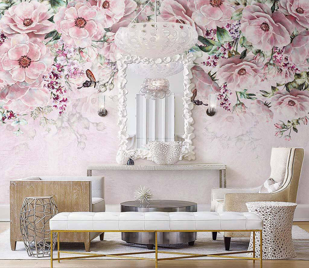 Blossoming Elegance Floral Whisper Wallpaper Ensemble