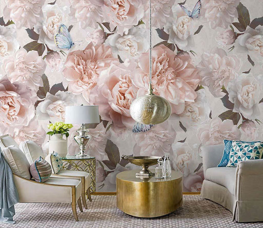 Elegant Blooms Butterfly Kisses Designer Wallpaper