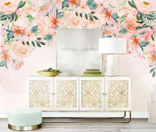 Blooming Romance Pastel Floral Harmony Wallpaper