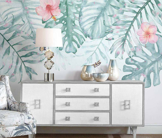 Tropical Breeze Floral Whisper Watercolor Wallpaper