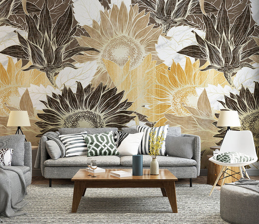 Sunflower Majesty Artistic Bold Nature Wallpaper