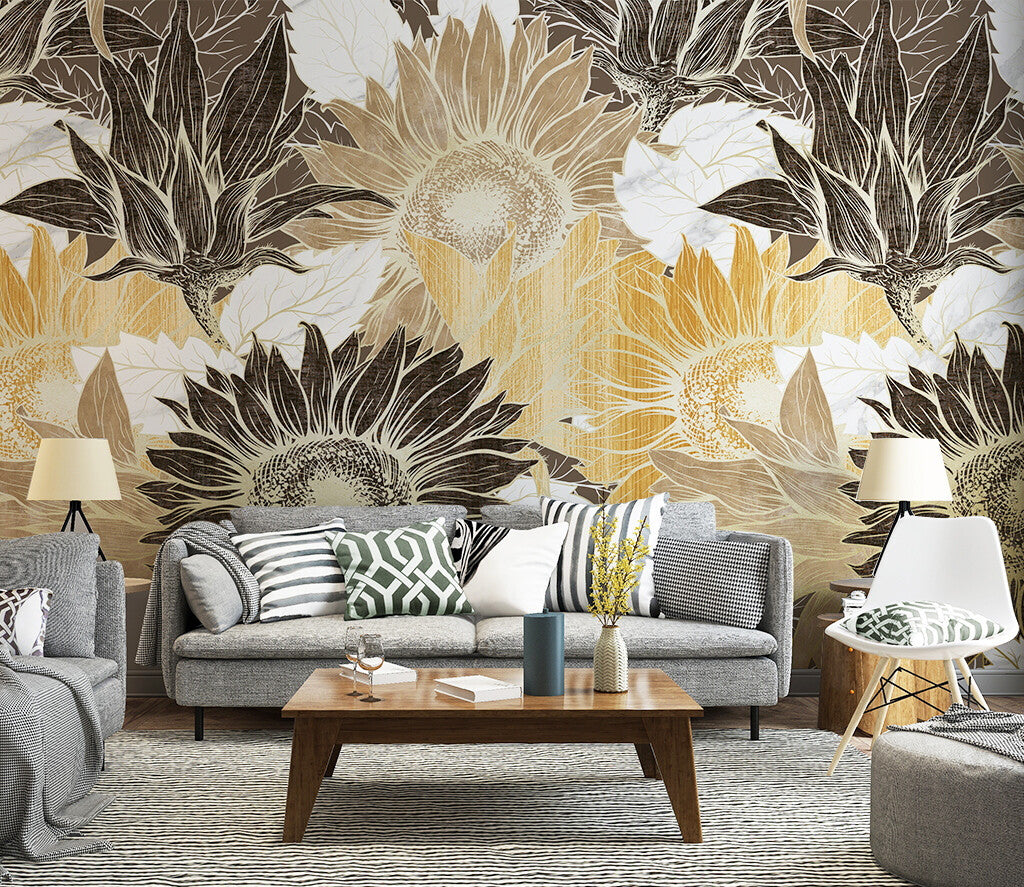 Sunflower Majesty Artistic Bold Nature Wallpaper