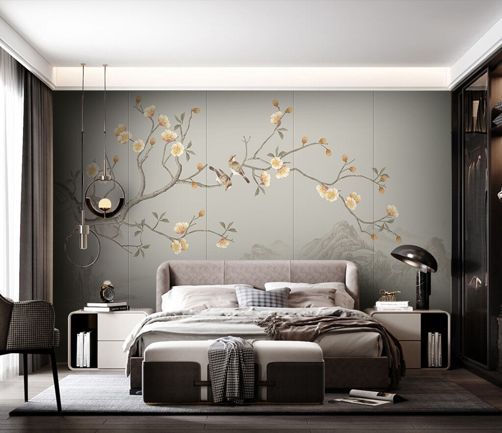 Elegant Blossoming Branches Serene Nature Mural