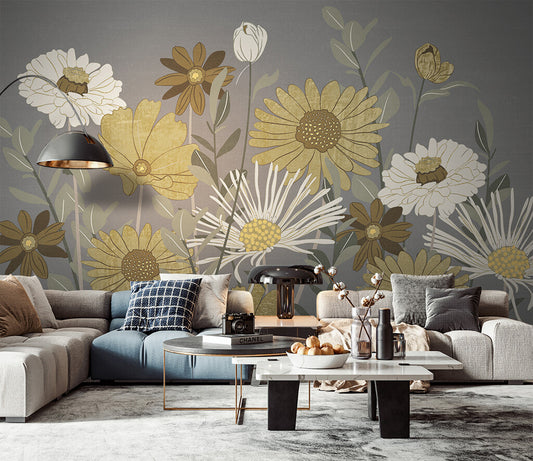 Botanical Elegance Neutral Tones Floral Wallpaper