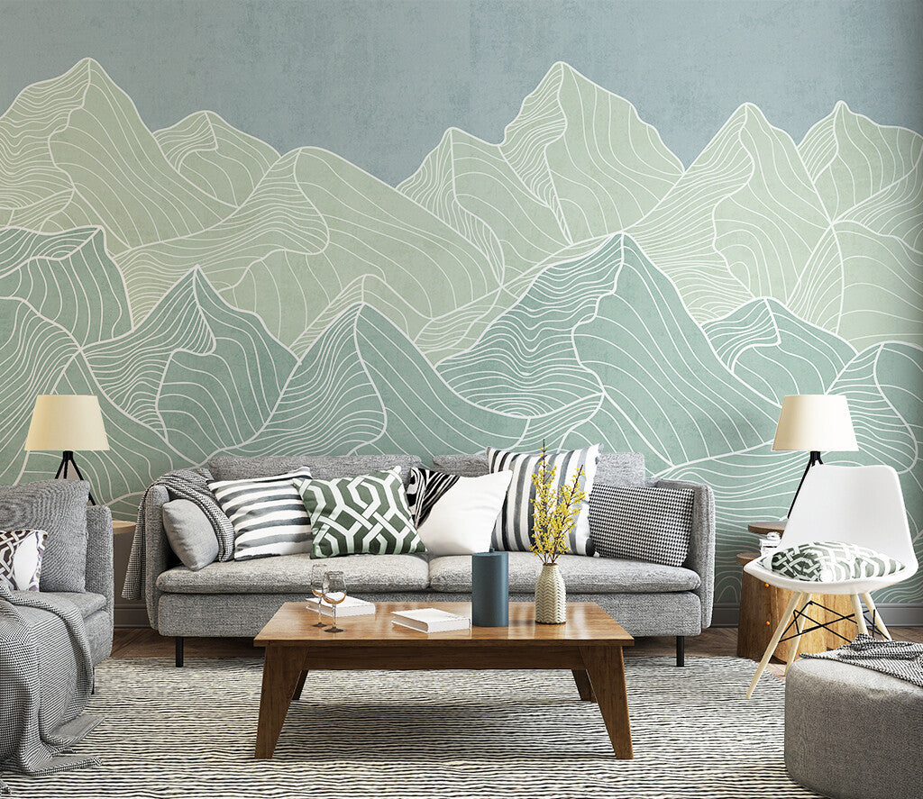 Serene Misty Mountains Modern Abstract Wallpaper