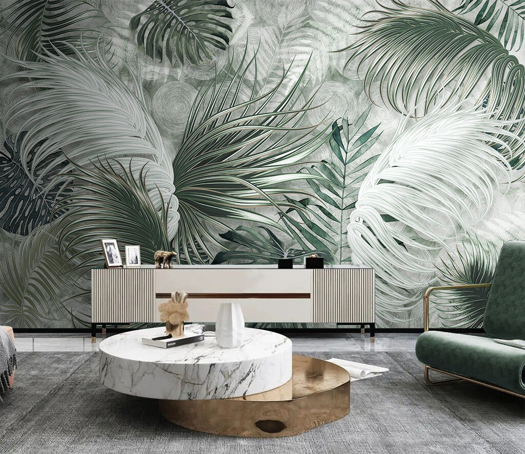Tropical Elegance Lush Botanical Dreamy Wallpaper