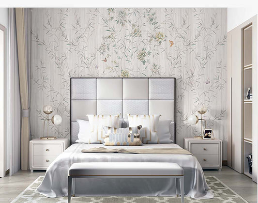 Elegant Botanical Harmony Bedroom Wallpaper Design
