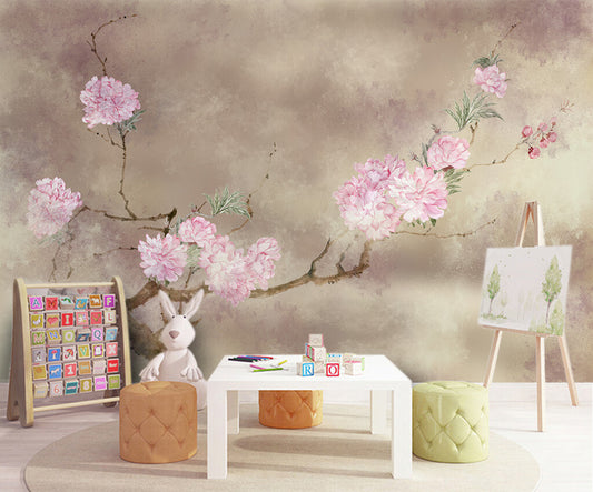 Ethereal Blossoms Vintage Elegance Wall Mural