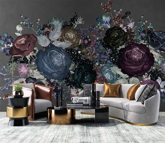 Enchanted Midnight Floral Elegance Luxe Wallpaper