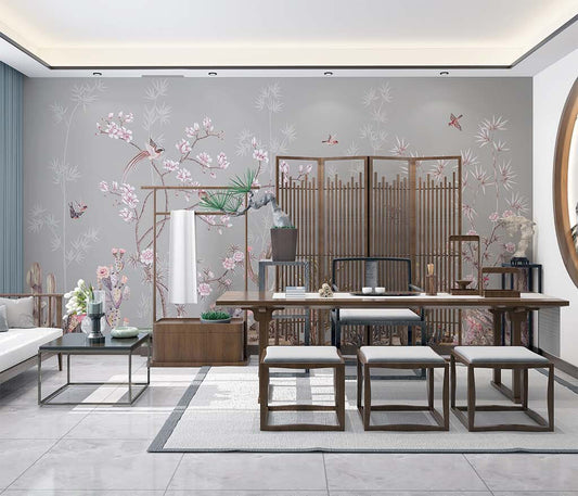 Elegant Blossoms Serenity Nature-Inspired Wallpaper Design